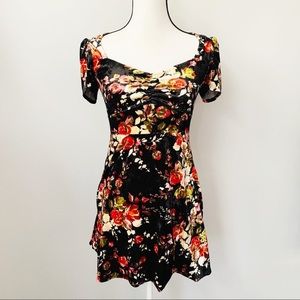 Urban Outfitters Black Floral Velvet Dress